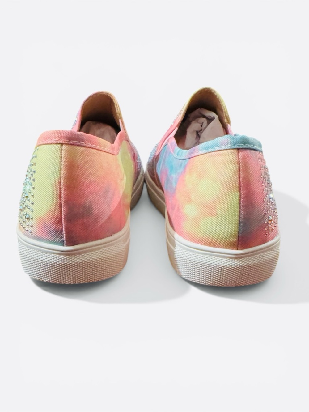 La Sheelah Pink Tie Dye Rhinestone Iridescent Slip-On Sneakers - Picture 6 of 10